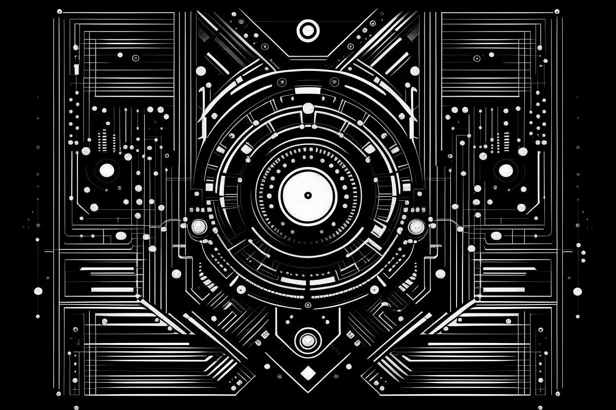 techno music simple black and white