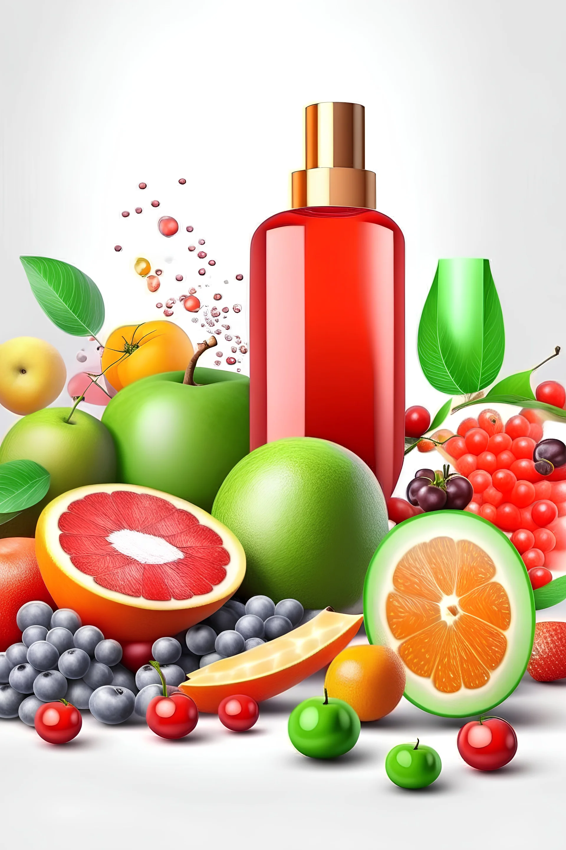 generate an image where Your skin shows your heatlh with natural products like fruit for your skin in realistic way