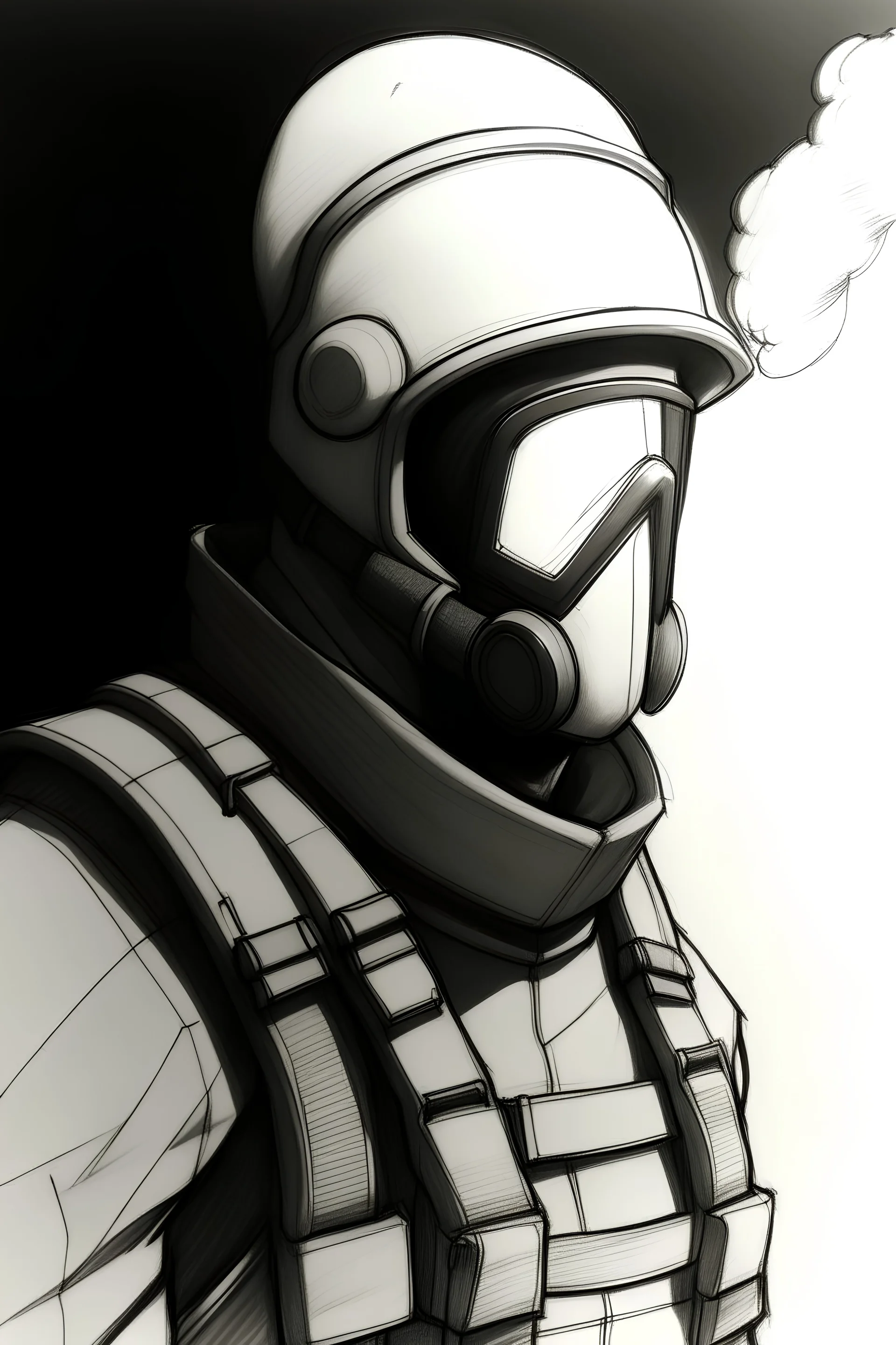 Pencil sketch of Pyro from Team Fortress 2