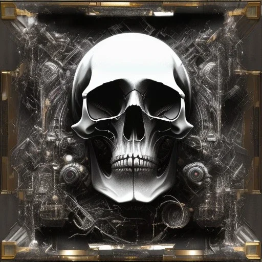 cyberpunk style ink ball skull picture in detailed frame, big black eyes, unreal engine 5, 8k resolution, photorealistic, ultra detailed, frame extreme accurate