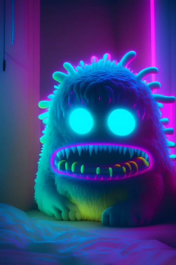 Sleep monster,photo quality, unreal engine render, highest quality, vivid neon colors, volumetric lighting,