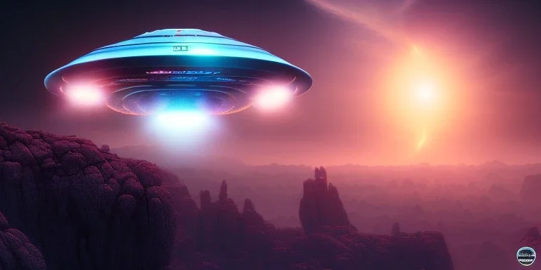 extra-terrestrial, 8K, photo realistic, highly detailed, lught ufo, light colors