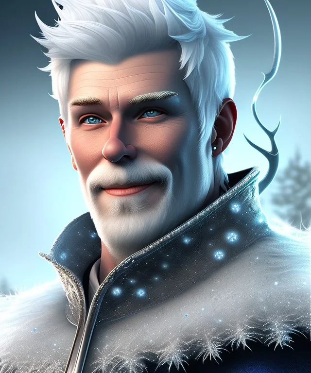 A portrait of jack frost,white and blue