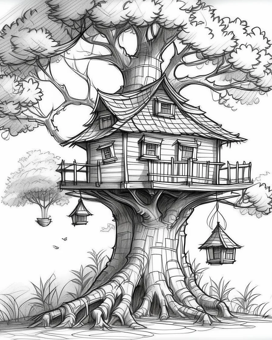 dibujo casa con forma de arbol