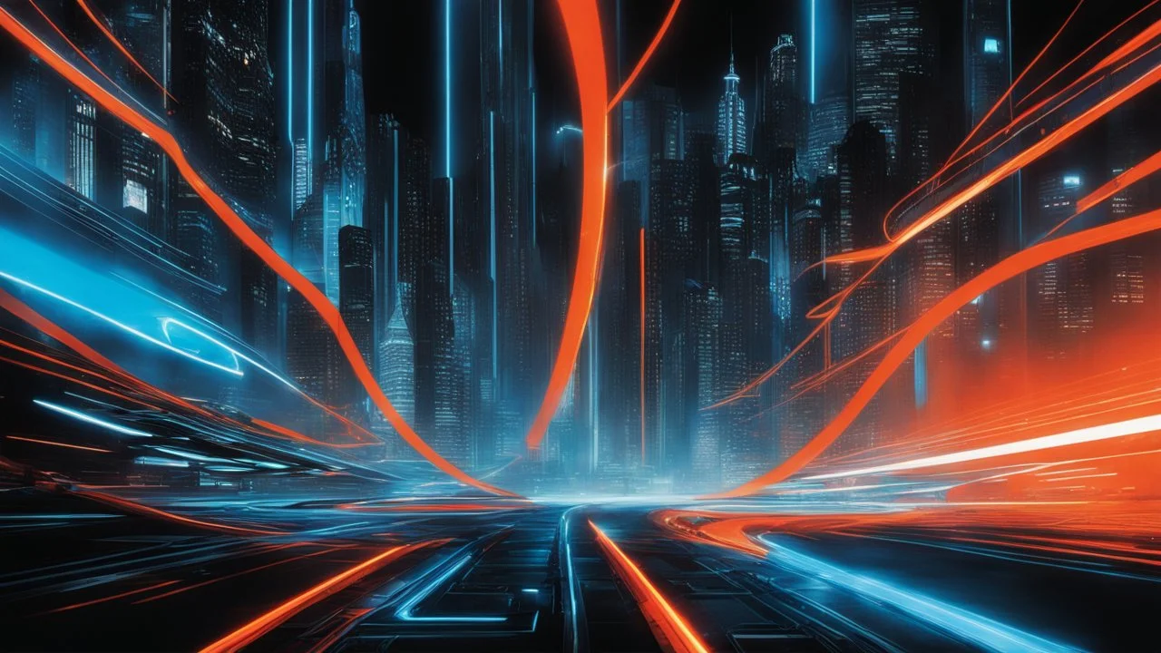 tron legacy movie, city of lights blue, red and orange, programs,