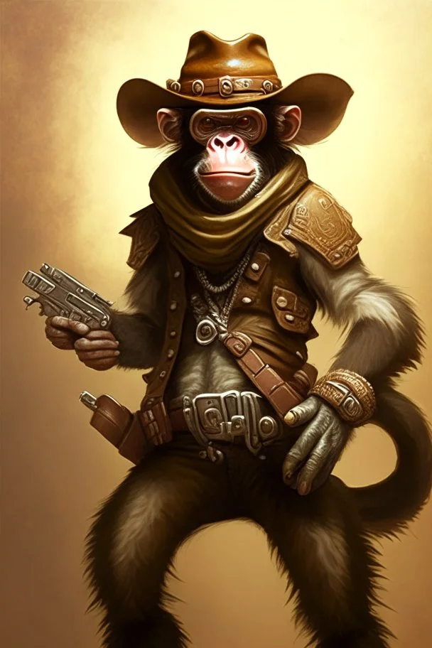 bounty hunter monkey cowboy with 2 pistols