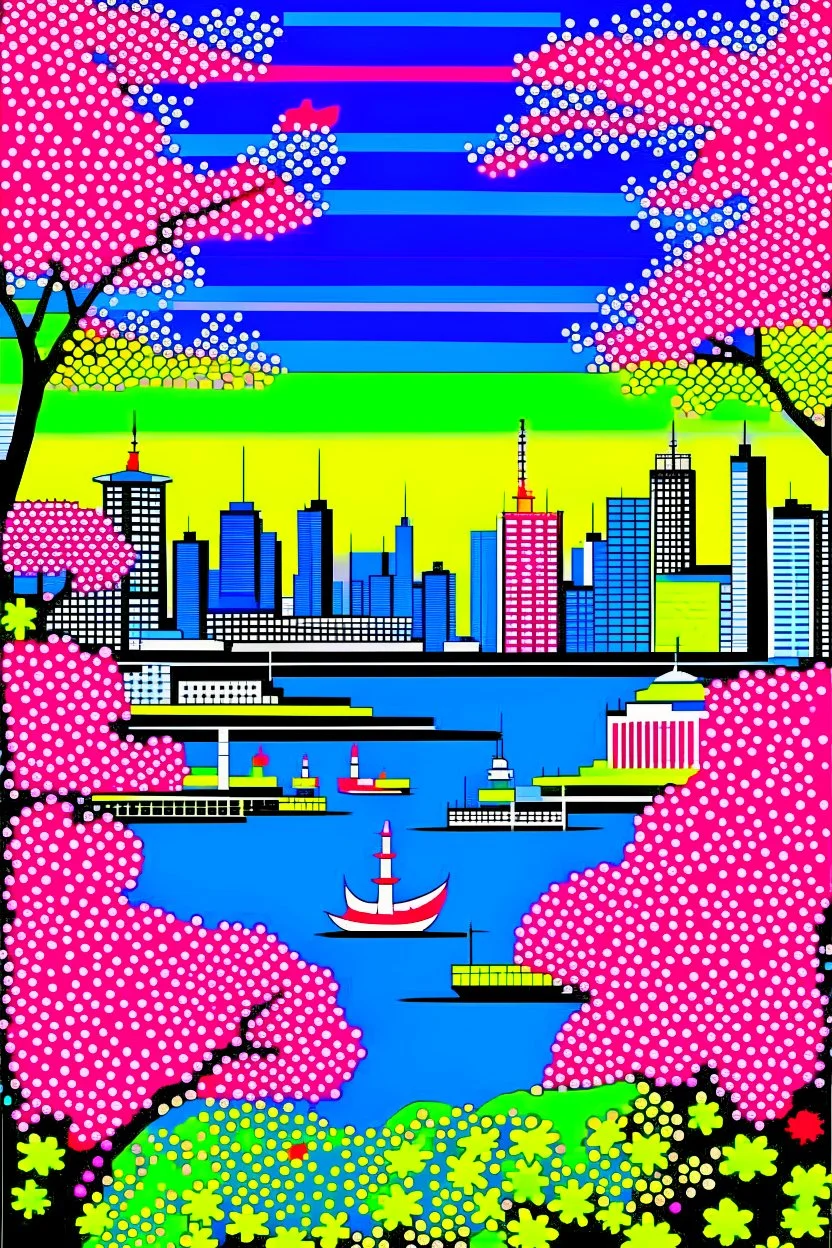 tokyo in spring in the style of Hiroshi Nagai