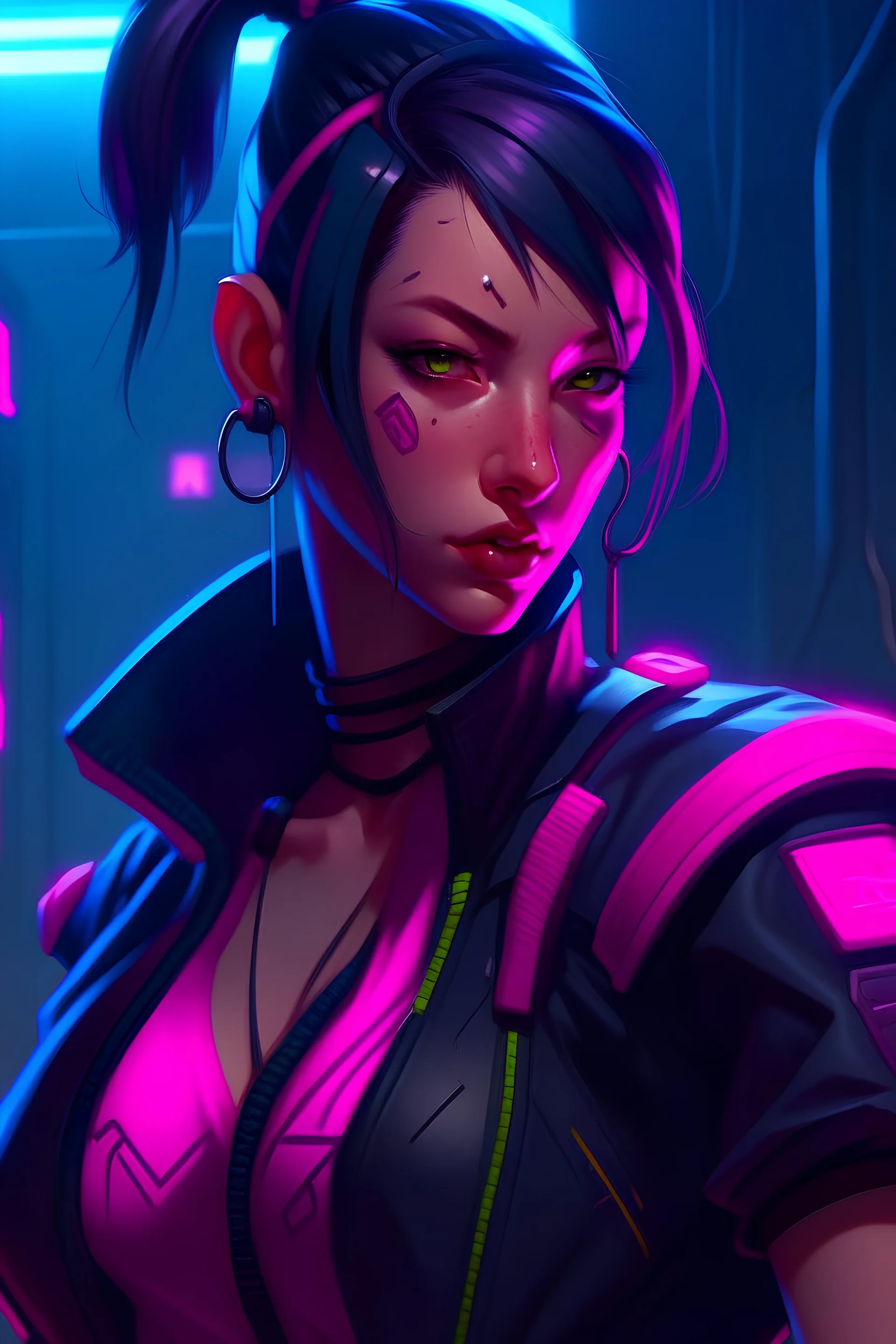 Juri Han from street fighter in cyberpun...