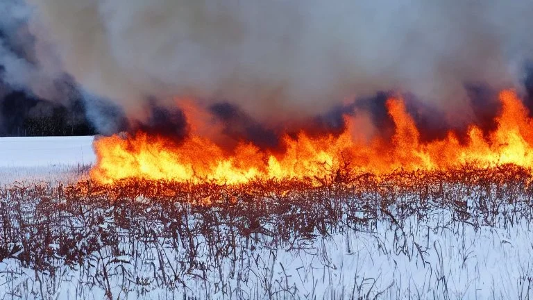 fire in a field of snow