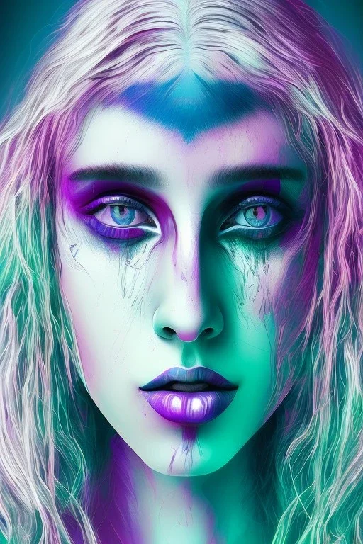 Danish singer MØ face, Abstract, purple tones,