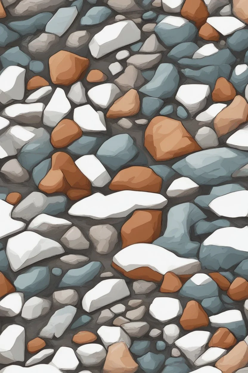 Drawn rocks on a snowy landscape