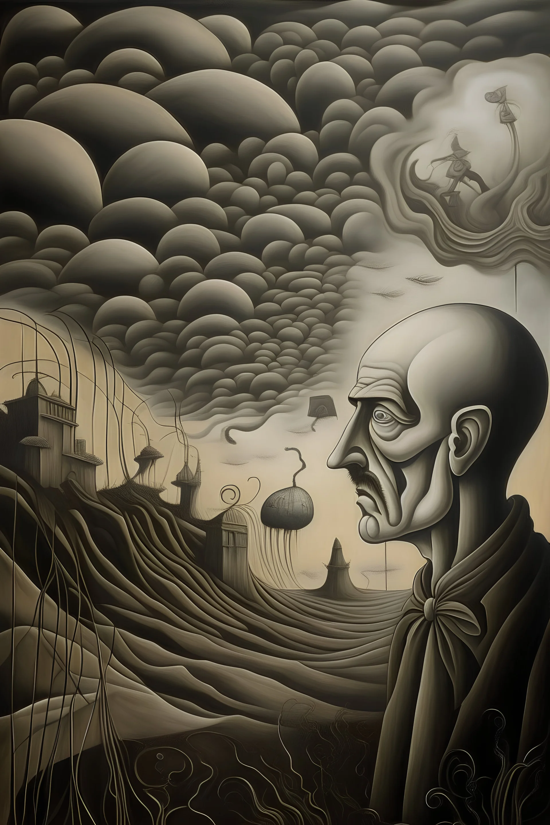 student among anxiety in surrealism art