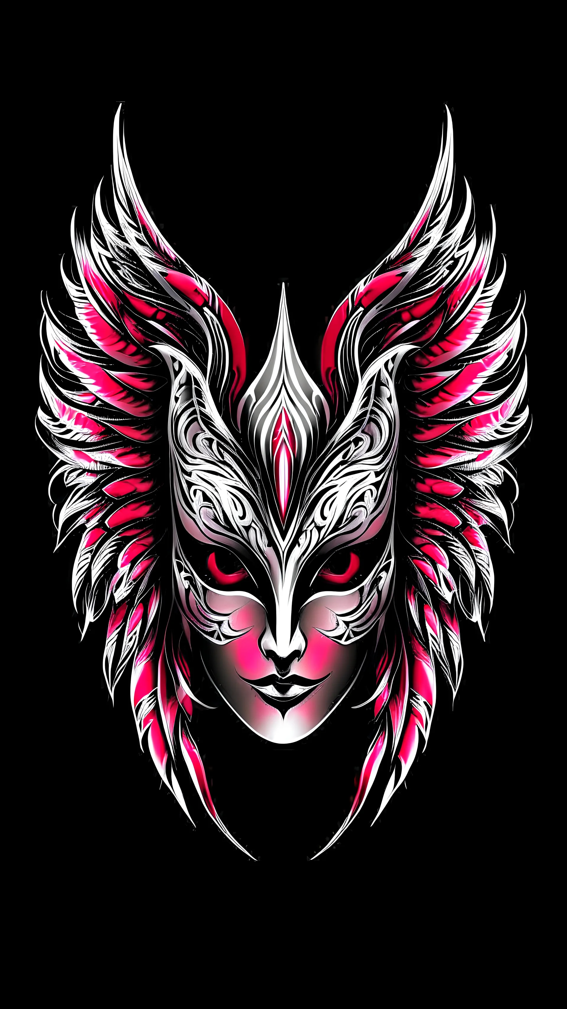 logo carnival mask, masked angel, pink ghotic, angels in the office --weird 20 --s 250 --v 5.0