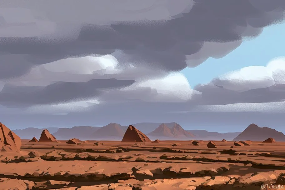 Cloudy day, rocks, arid land