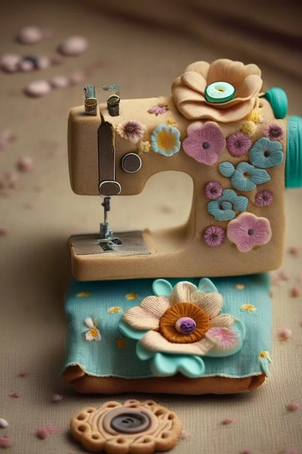 Biscuit, sewing machine, flower