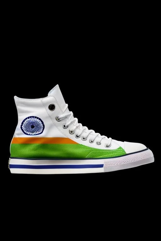 A sneaker with India's flag printed on the material