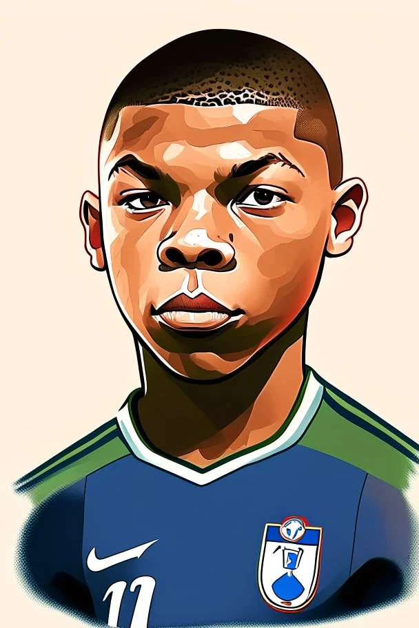 Kylian Mbappe French soccer player cartoon 2d