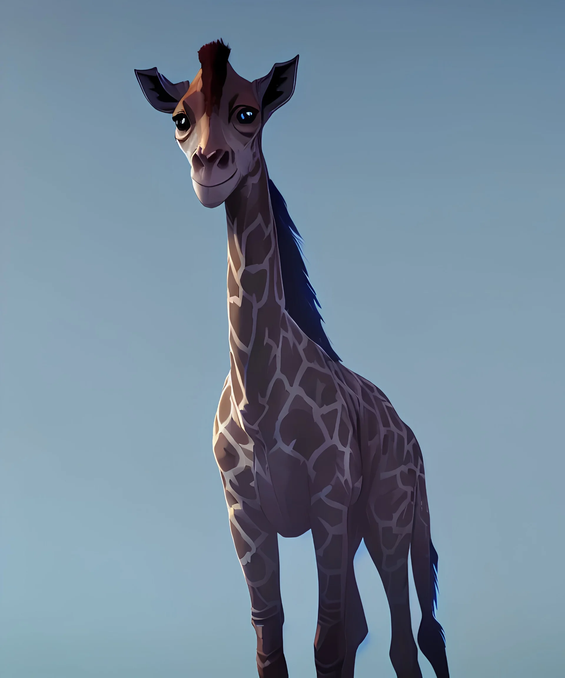 Giraffa che indossa un armatura azzurra