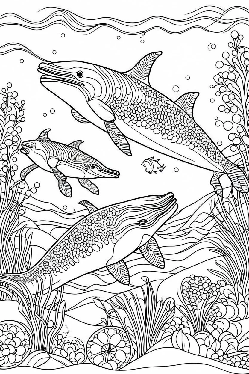 coloring book image of the seaworld