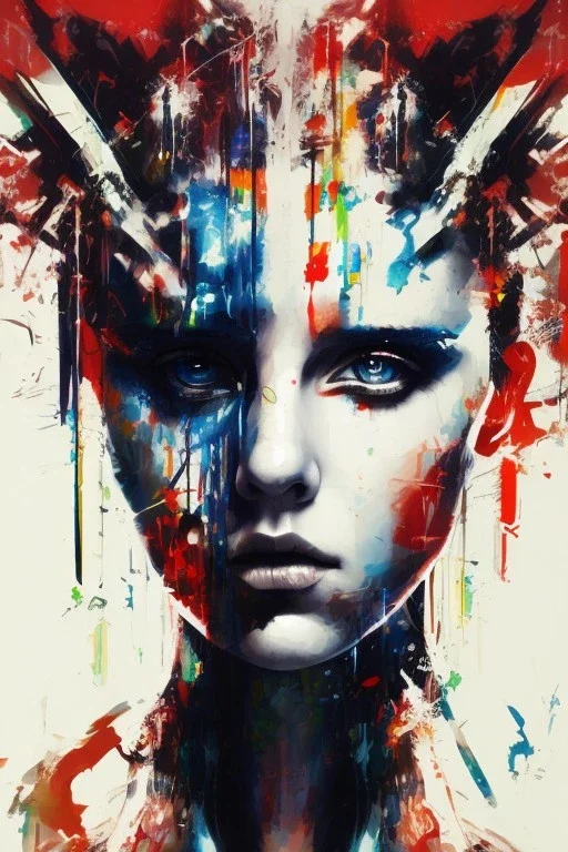 Danish singer MØ face, Abstract portrait by Yoji Shinkawa,