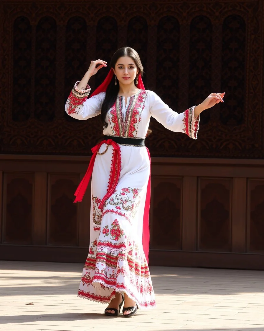 azeri female full bdy with traditional dance clothing