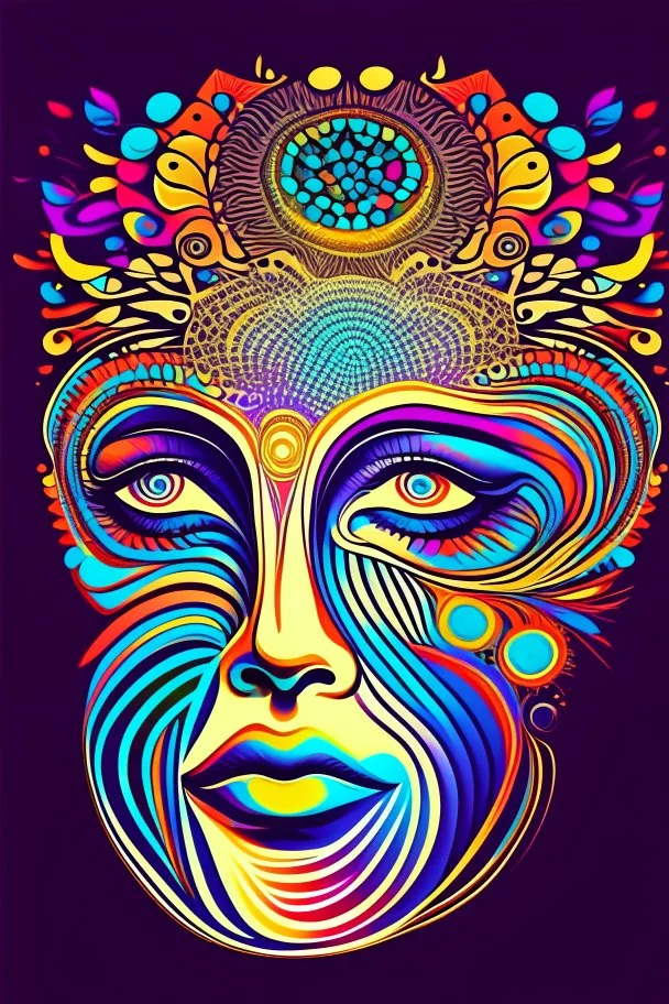 psychedelic human face high detailed vector