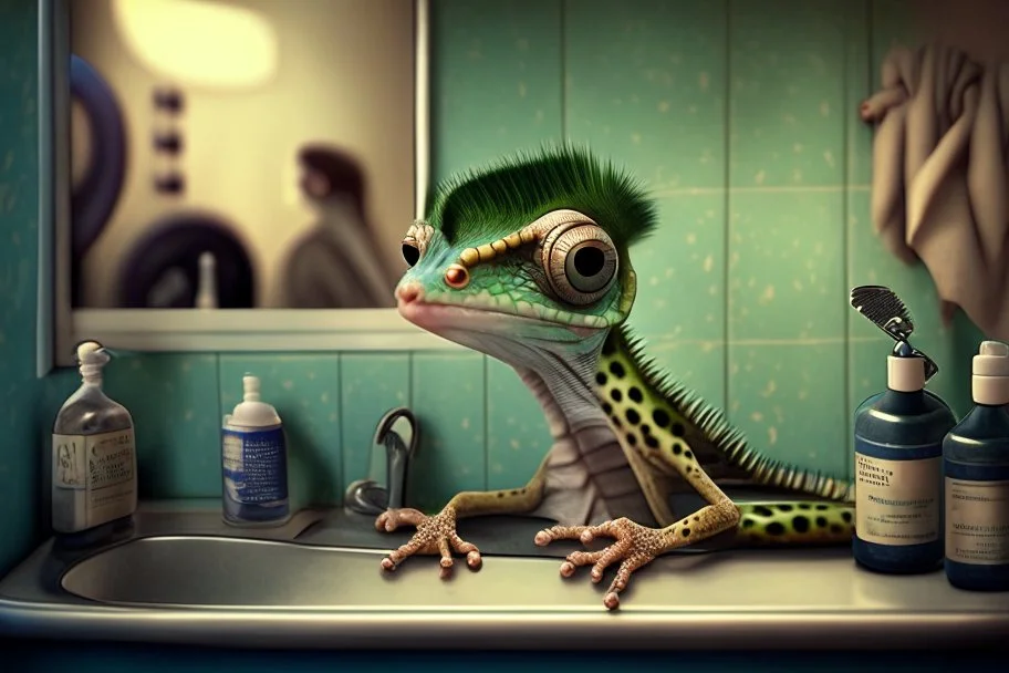 gecko at the hairdresser