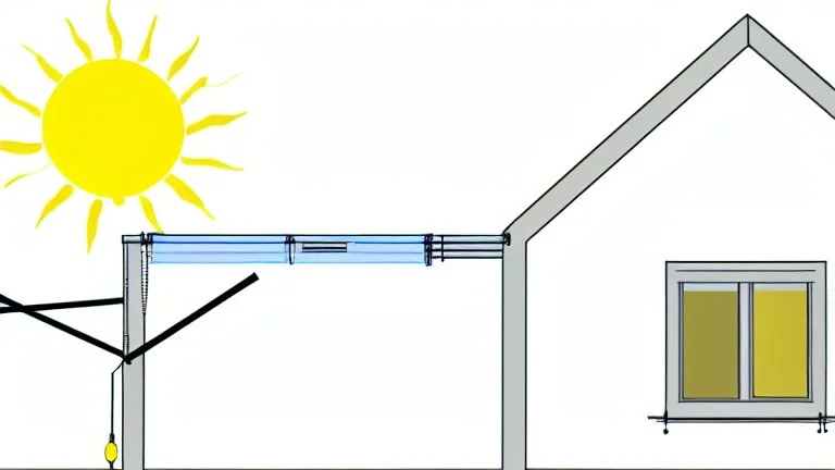 Grid-tied solar installation, detailed diagram illustration