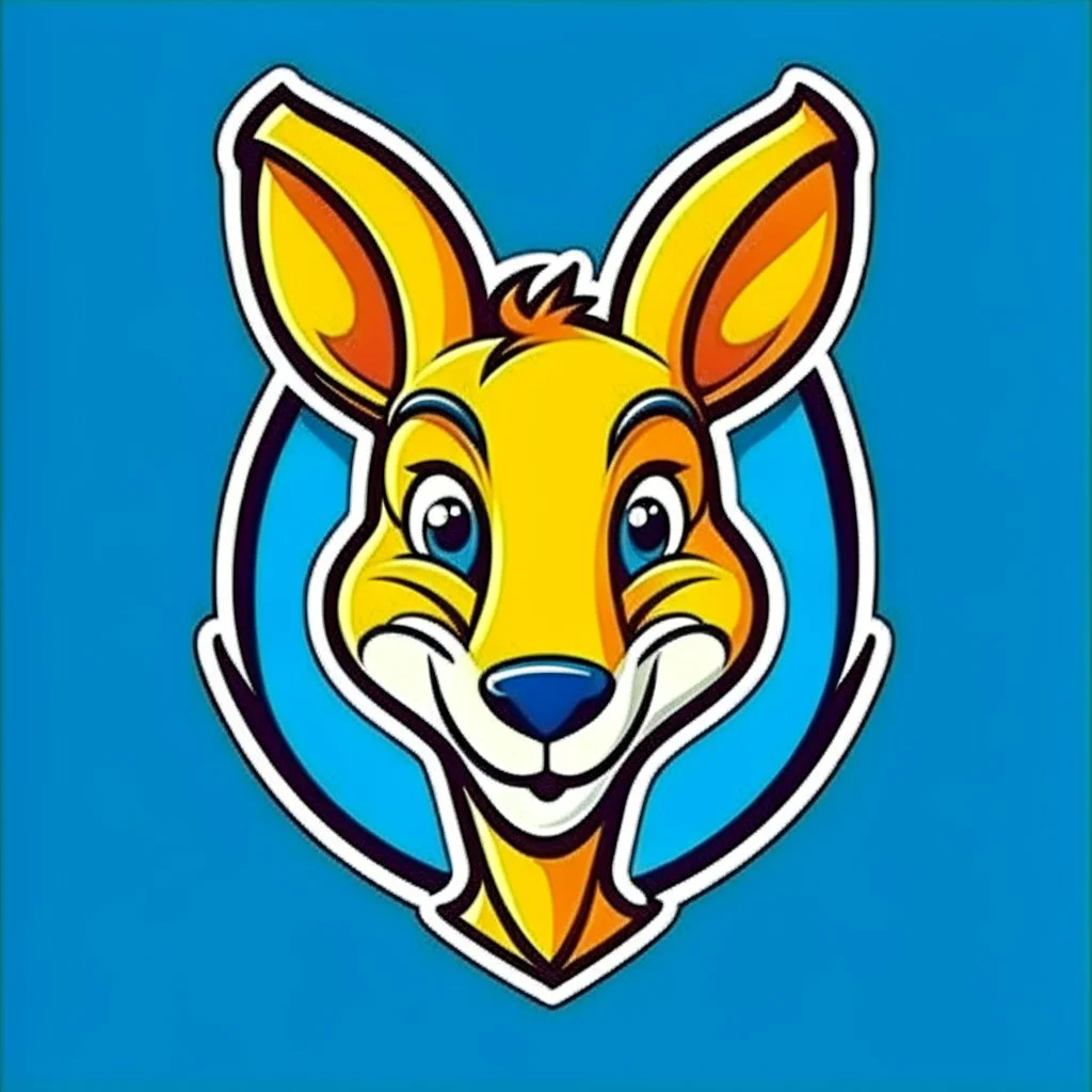 Kangaroo Mascot Logo in the style of 1997 pop culture and with a fancy and professional look to it.