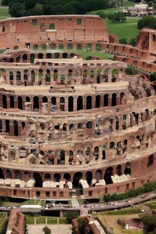 Colosseum made of pizza