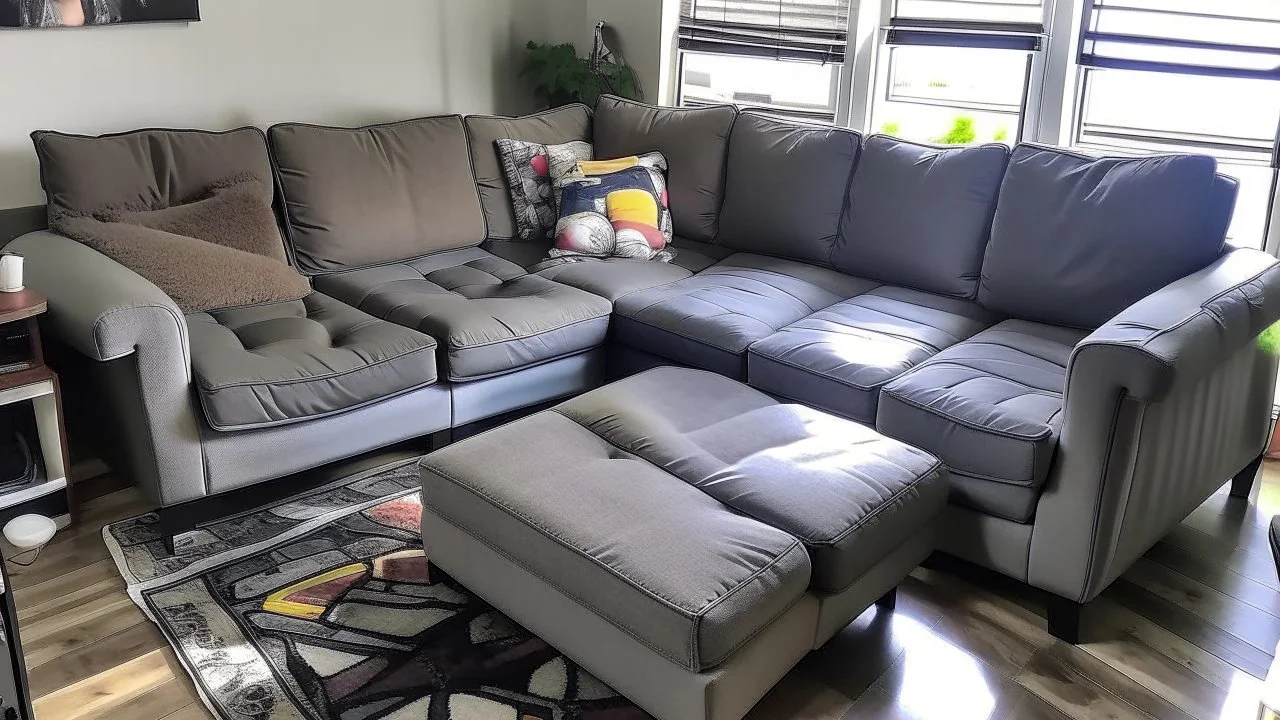 brand new couch taken apart in living room