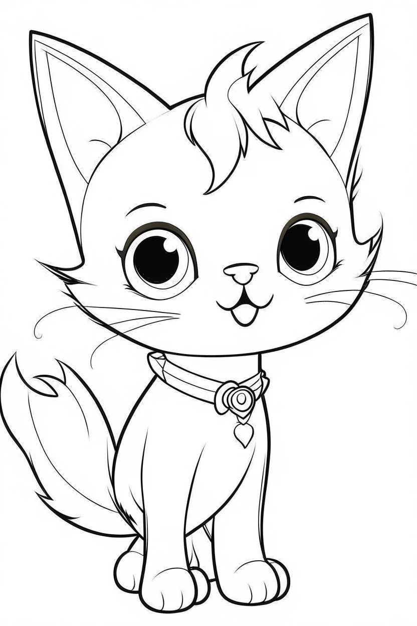 outline art for cute Cat coloring pages with sitch, white background, Sketch style, full body, only use outline, toddlers style, clean line art, white background, no shadows and clear and well outlined.