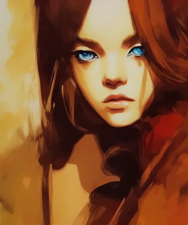 barbara palvin, ((baroque oil painting)), (((anime character concept art))), trending on pixiv fanbox, (rule of thirds), (golden ratio), (detail acrylic palette knife), (((in the style of greg manchess)))