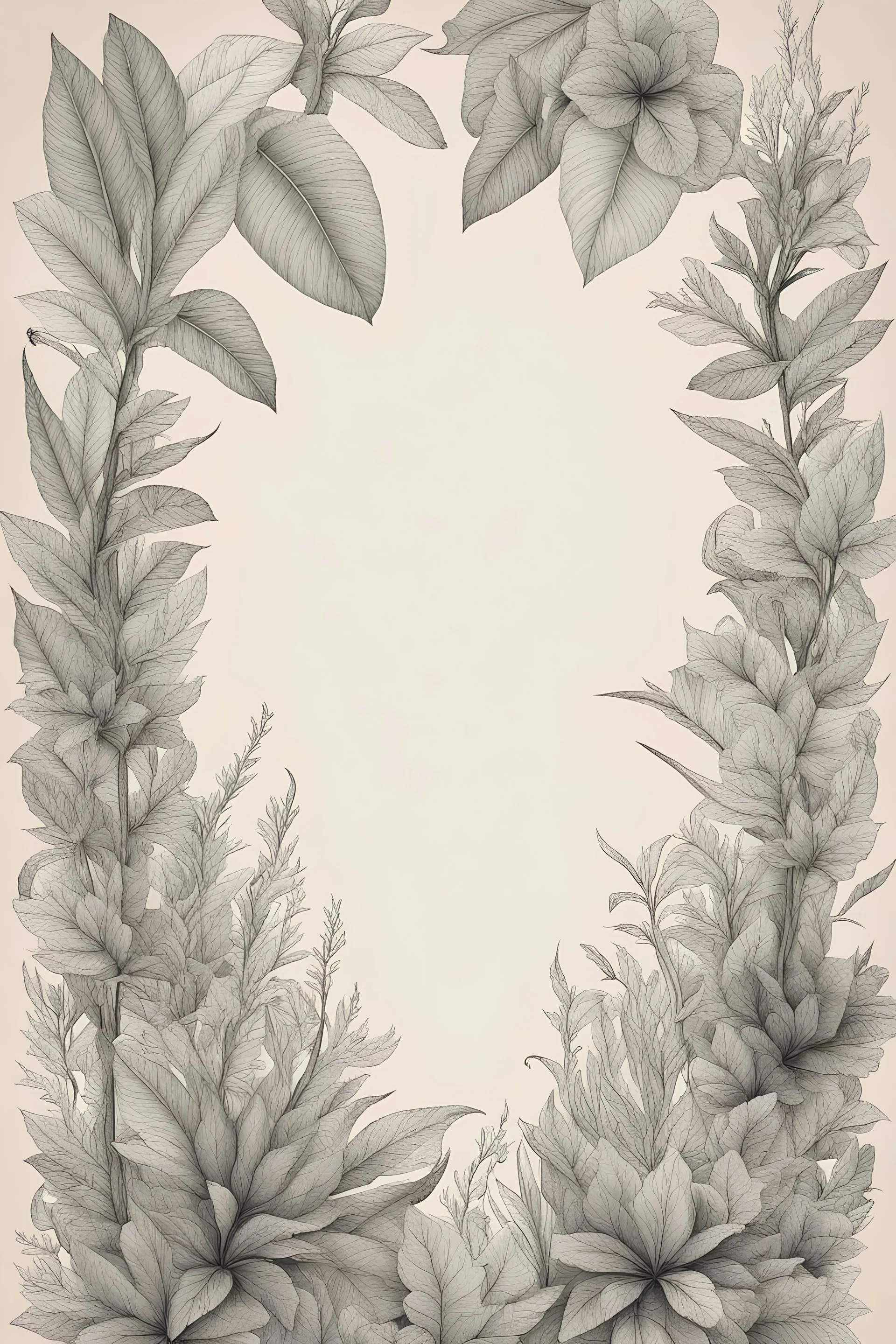 a nice background for a menu with a few drawn plants and a lot of uncovered space in the middle