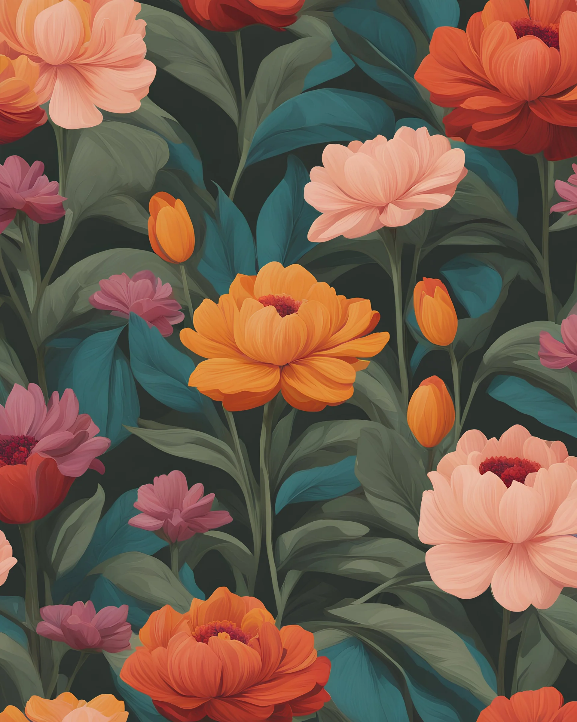 aesthetic digital painting, bold colors, retro flower design, sold out on etsy, highest aesthetic score, best quality