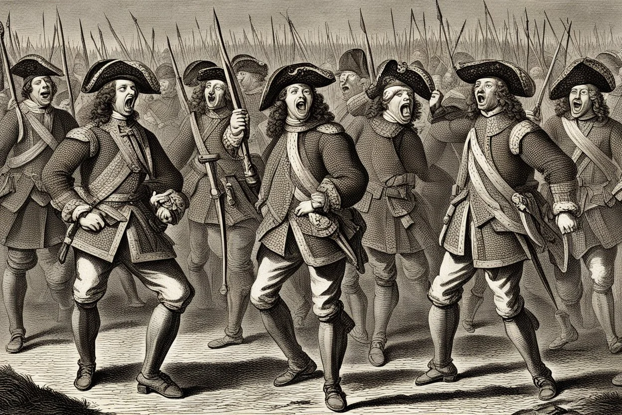 soldats anglais qui crient année 1669