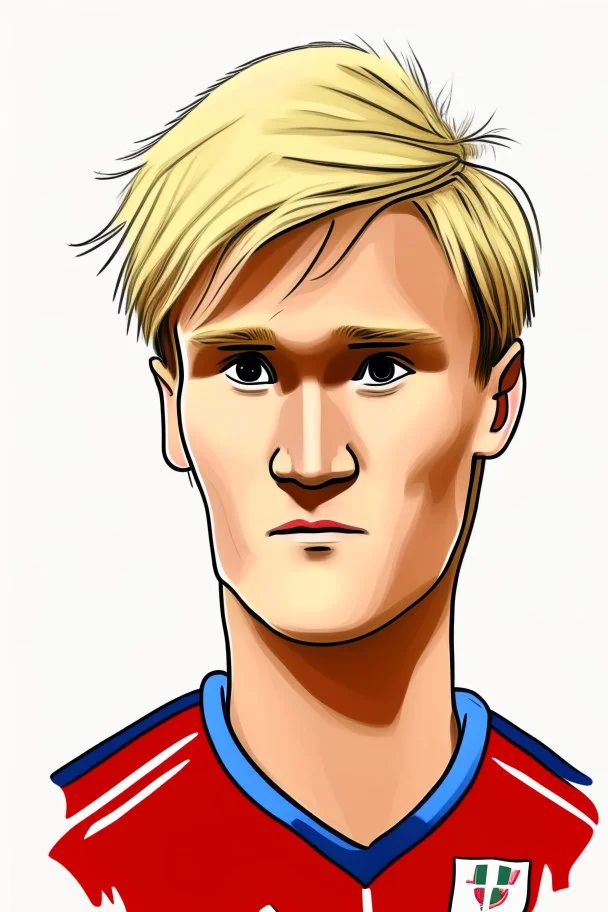 Martin Odegaard Norwegian football player ,cartoon 2d