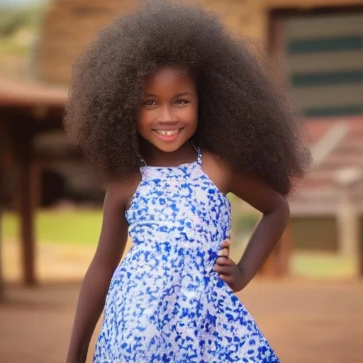 Black Christiana 6years old with afro hair with a nice smile