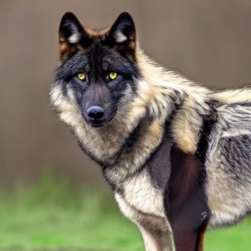 Black wolf with yellow and red markings with a blade tail