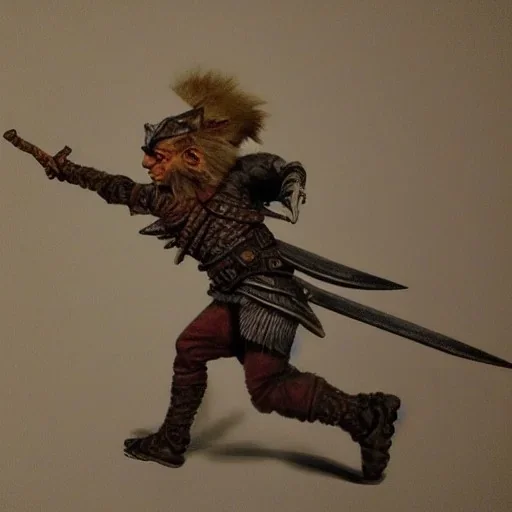 Portrite,d&d, "medievil warrior running away from a Giant squirrel" realistic,intricate hair,detailed arnor