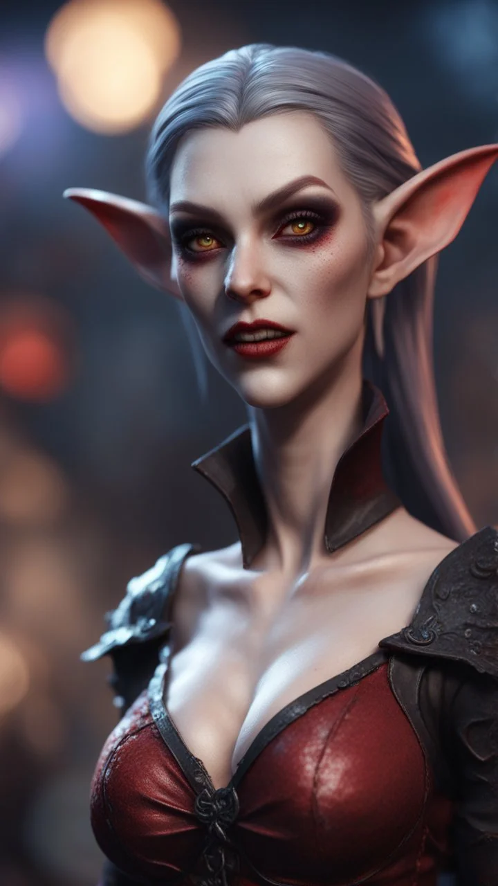 full figure female vampire elf from worms armageddon wearing makeup, bokeh like f/0.8, tilt-shift lens 8k, high detail, smooth render, down-light, unreal engine, prize winning