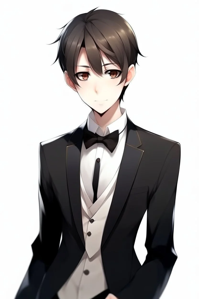 young man anime wearing tuxedo realistic