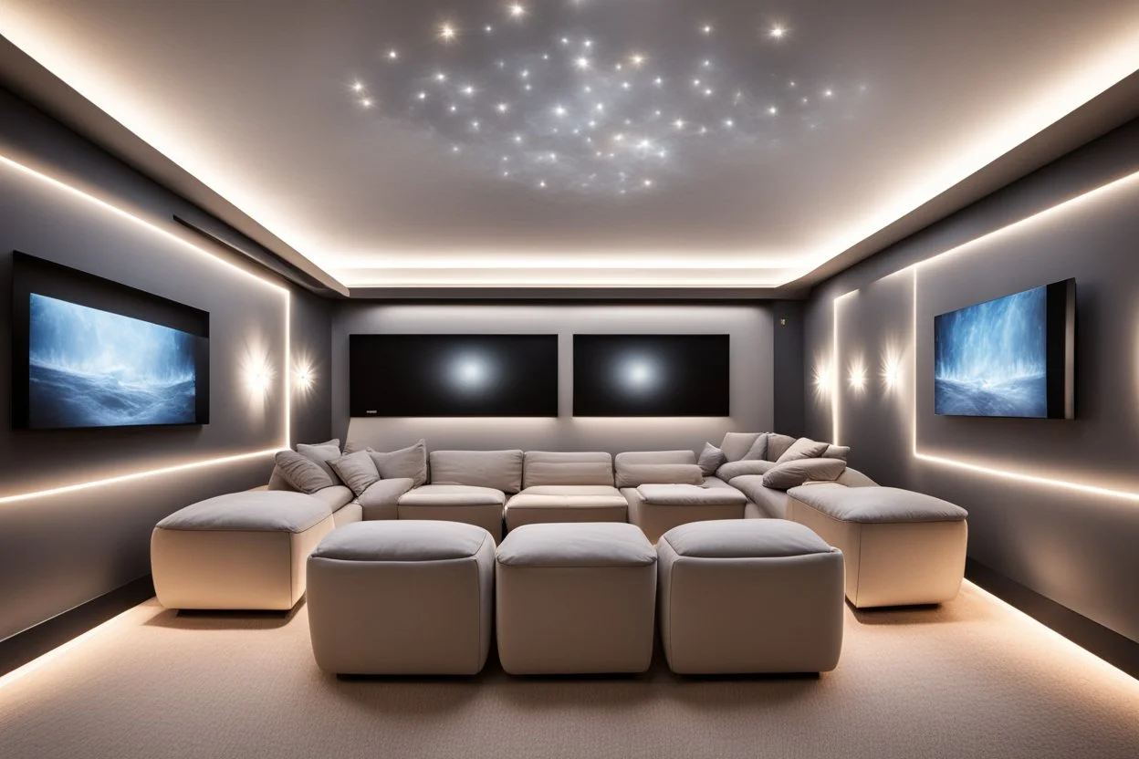 home cinema room with LED lighting in the walls make sure the room is completely symmetrical