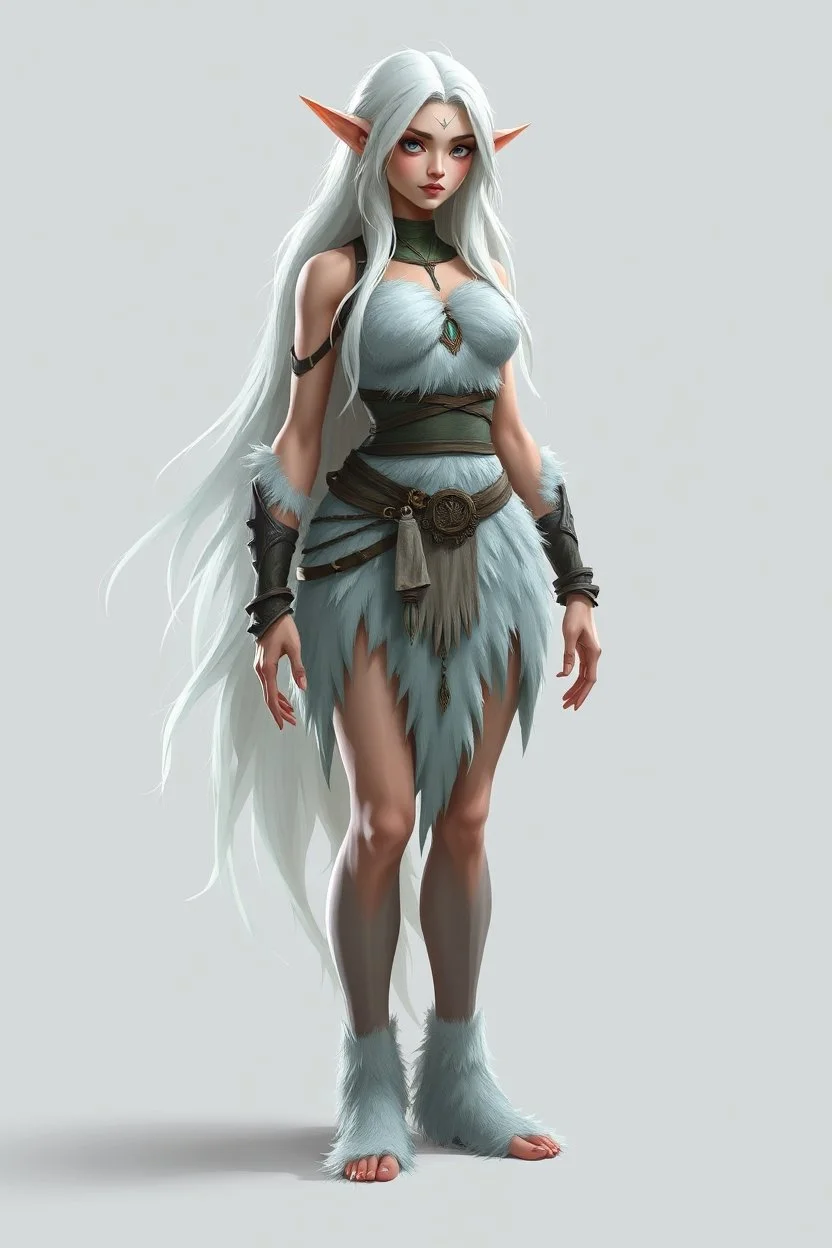 low poly elf woman with long fur all over her entire body