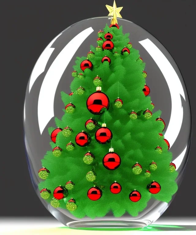 A glass Christmas tree inside a 3d glass cube