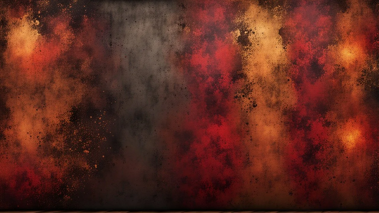 Hyper Realistic Brown, Red & Maroon Grungy-Texture With Glowing-Golden Embers on Grungy Retro-Jet-Black-Wall-Background.