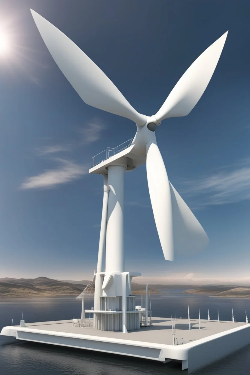 Three-bladed offshore wind turbine in virtual reality