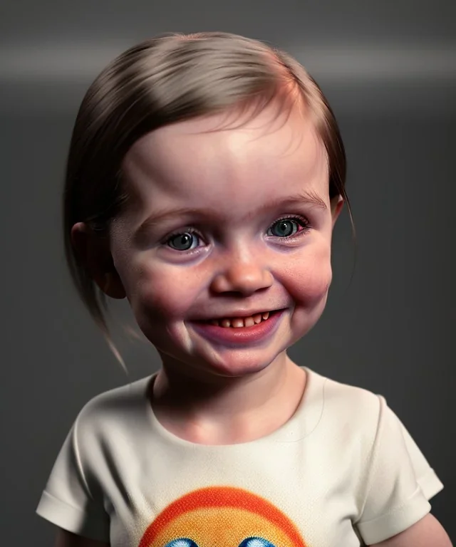 Ida elise broch toddler, smile, full body, dramatic lighting, hyper realistic