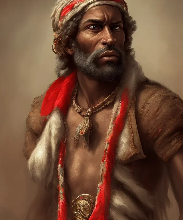 Negro Felipe, african slave, red bandana, short beard