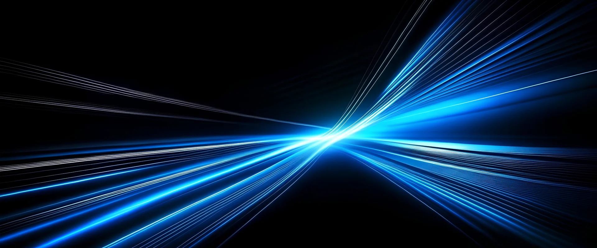 Vector Abstract, science, futuristic, energy technology concept. Digital image of light rays, stripes lines with blue light, speed and motion blur over dark blue background